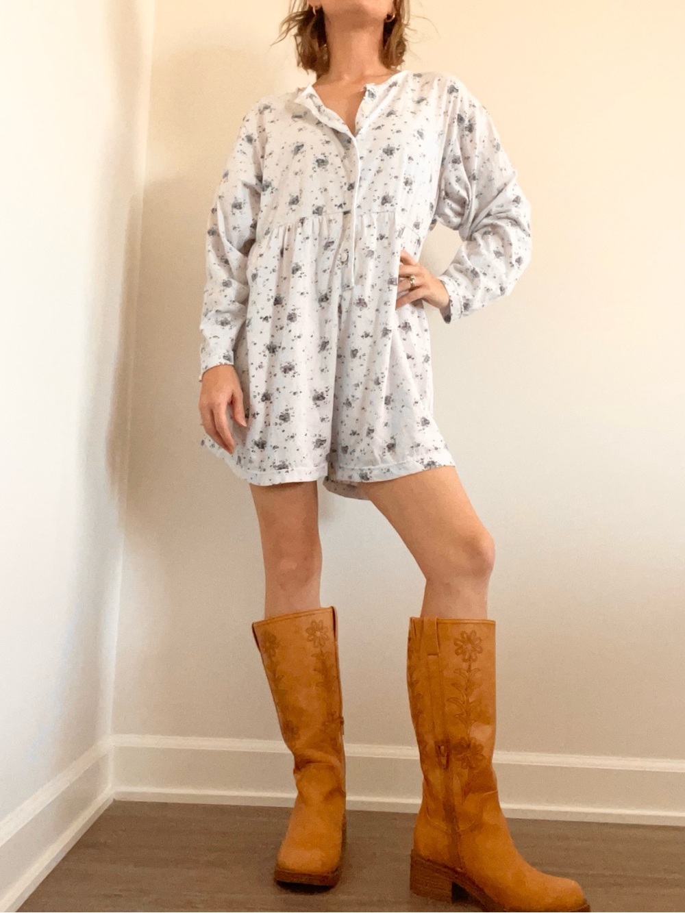 Vintage Mixed Blues Floral Romper